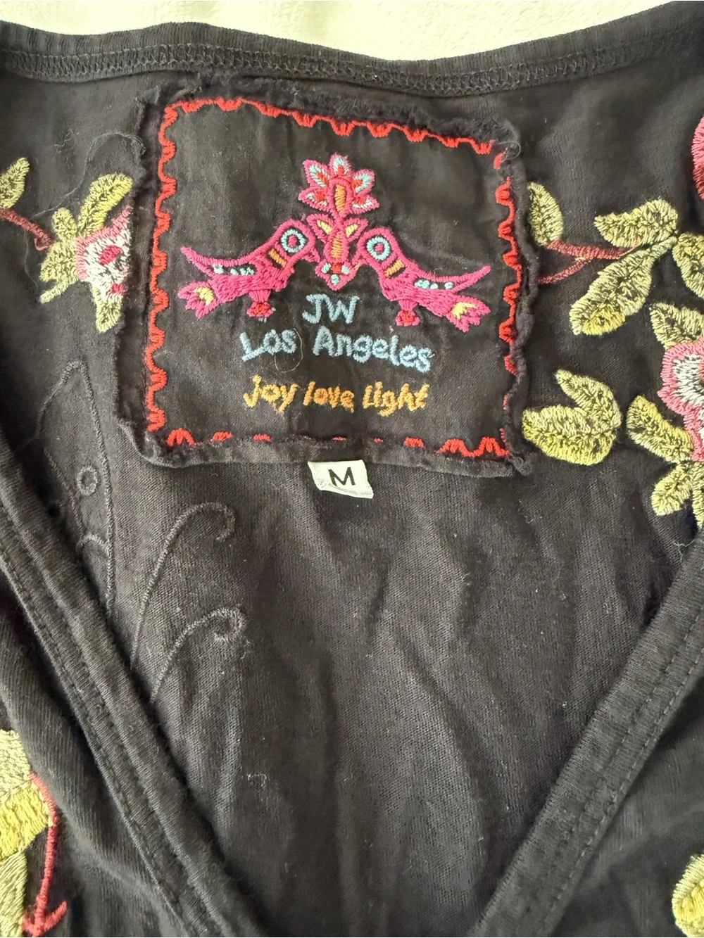 Johnny Was Floral Embroidered Black Dress Size Medium E06